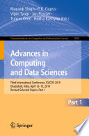 Advances in Computing and Data Sciences : Third International Conference, ICACDS 2019, Ghaziabad, India, April 12-13, 2019, Revised Selected Papers, Part I /