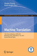 MACHINE TRANSLATION : 15th china conference, ccmt 2019, nanchang, china.