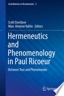 Hermeneutics and phenomenology in Paul Ricoeur : between text and phenomenon /
