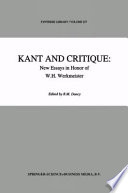 Kant and critique : new essays in honor of W.H. Werkmeister /