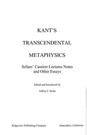 Kant's transcendental metaphysics : Sellar's Cassirer lectures notes and other essays /