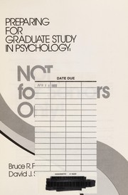 Preparing for graduate study in psychology : not for seniors only! /