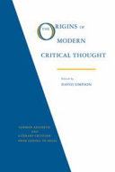 The Origins of modern critical thought : German aesthetic and literary criticism from Lessing to Hegel /