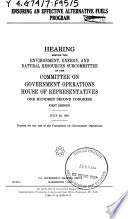 Ensuring an effective alternative fuels program : hearing before the Environment, Energy, and Natural Resources Subcommittee of the Committee on Government Operations, House of Representatives, One Hundred Second Congress, first session, July 29, 1991.