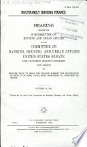 Multifamily housing finance : hearing before the Subcommittee on Housing and Urban Affairs of the Committee on Banking, Housing, and Urban Affairs, United States Senate, One Hundred Second Congress, first session ... October 29, 1991.