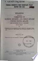 Federal Reserve's first monetary policy report for 1992 : hearing before the Committee on Banking, Housing, and Urban Affairs, United States Senate, One Hundred Second Congress, second session, on oversight on the monetary policy report to Congress pursuant to the Full Employment and Balanced Growth Act of 1978, February 25, 1992.