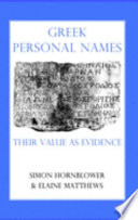 Greek personal names : their value as evidence /