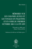 Memoires sur les colonies juives et les voyages en Palestine et en Syrie du premier octobre 1883 a la fin 1899