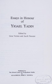 Essays in honour of Yigael Yadin /