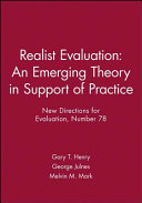 Realist evaluation : an emerging theory in support of practice /