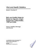 Birth and fertility rates for states by Hispanic origin subgroups : United States, 1990 and 2000 : data on natality, marriage, and divorce.