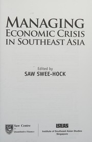 Managing economic crisis in Southeast Asia /