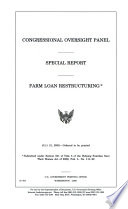 Congressional Oversight Panel special report : farm loan restructuring.