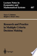 Research and practice in multiple criteria decision making : proceedings of the XIVth International Conference on Multiple Criteria Decision Making (MCDM), Charlottesville, Virginia, USA, June 8-12, 1998 /