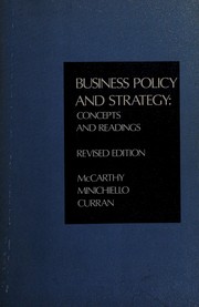 Business policy and strategy : concepts and readings /