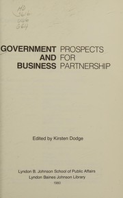 Government and business : prospects for partnership /