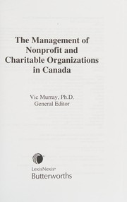 The management of nonprofit annd charitable organizations in Canada /