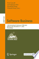 Software Business : 13th International Conference, ICSOB 2022, Bolzano, Italy, November 8-11, 2022, Proceedings /