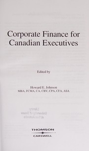 Corporate finance for Canadian executives /