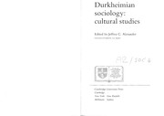 Durkheimian sociology : cultural studies /