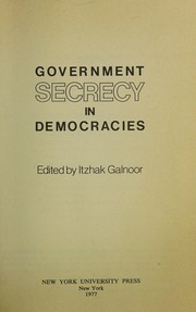 Government secrecy in democracies /