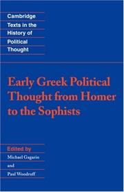 Early Greek political thought from Homer to the sophists /