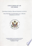 Conclusions of law and order : United States of America v. Microsoft Corporation, C.A. 98-1232 : State of New York, ex rel. Eliot Spitzer, et al., v. Microsoft Corporation, C.A. 98-1233.