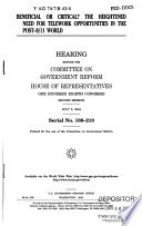 Beneficial or critical? : the heightened need for telework opportunities in the post-9/11 world : hearing before the Committee on Government Reform, House of Representatives, One Hundred Eighth Congress, second session, July 8, 2004.