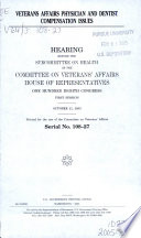 Veterans Affairs physician and dentist compensation issues : hearing before the Subcommittee on Health of the Committee on Veterans' Affairs, House of Representatives, One Hundred Eighth Congress, first session, Octover 21, 2003.