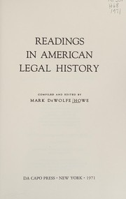 Readings in American legal history /