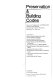 Preservation & building codes : papers from the Preservation and Building Codes Conference, Washington, D.C., May 1974 /