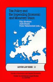 Tax policy and the impending economic and monetary union : General Bank lectures 1997-1998 /