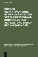 Bürgerverantwortung im demokratischen Verfassungsstaat : Berichte und Diskussionen auf der Tagung der Vereinigung der Deutschen Staatsrechtslehrer in Wien vom 4. bis 7. Oktober 1995. /