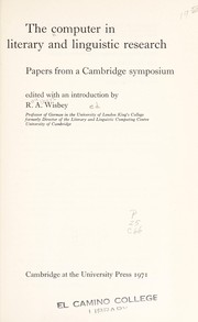 The Computer in literary and linguistic research. : Papers from a Cambridge symposium /