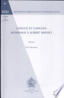 Langue et langues : hommage à Albert Maniet /