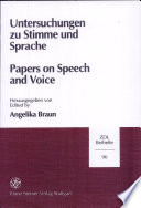 Untersuchungen zu Stimme und Sprache /