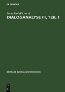 Dialoganalyse III : Referate der 3. Arbeitstagung, Bologna, 1990 /