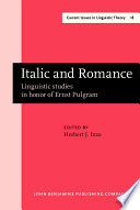 Italic and Romance linguistic studies in honor of Ernst Pulgram /