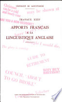 Apports français à la linguistique anglaise.