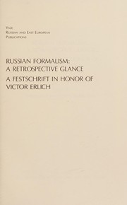 Russian formalism : a retrospective glance : a festschrift in honor Victor Erlich /