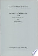 Die Lehre des Dw3-Ḫtjj /