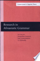 Research in Afroasiatic grammar : papers from the Third Conference on Afroasiatic Languages, Sophia Antipolis, France, 1996 /