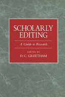 Scholarly editing : a guide to research /