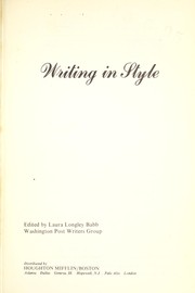 Writing in style : [from the Style section of The Washington post : a new perspective on the people and trends of the seventies] /