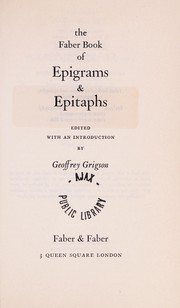 The Faber book of epigrams & epitaphs /