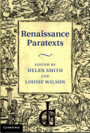 Renaissance paratexts /