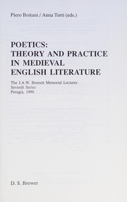 Poetics : theory and practice in medieval English literature /