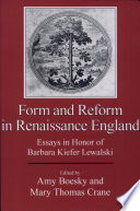 Form and reform in Renaissance England : essays in honor of Barbara Kiefer Lewalski /