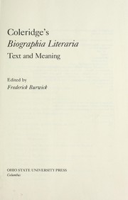 Coleridge's Biographia literaria : text and meaning /