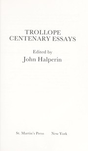 Trollope centenary essays /